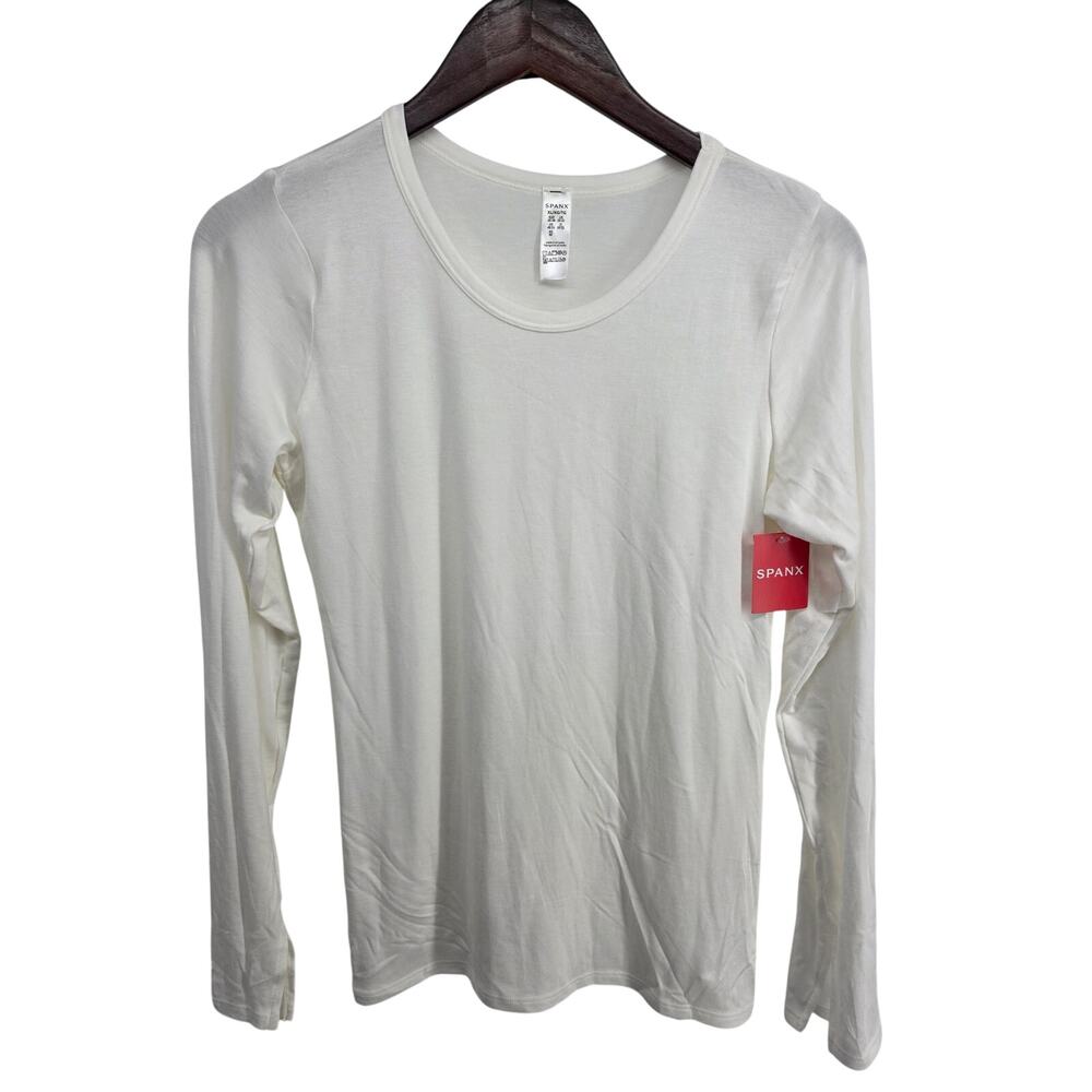 Spanx NEW Long Sleeve Crew Neck Tee Powder White Size XL